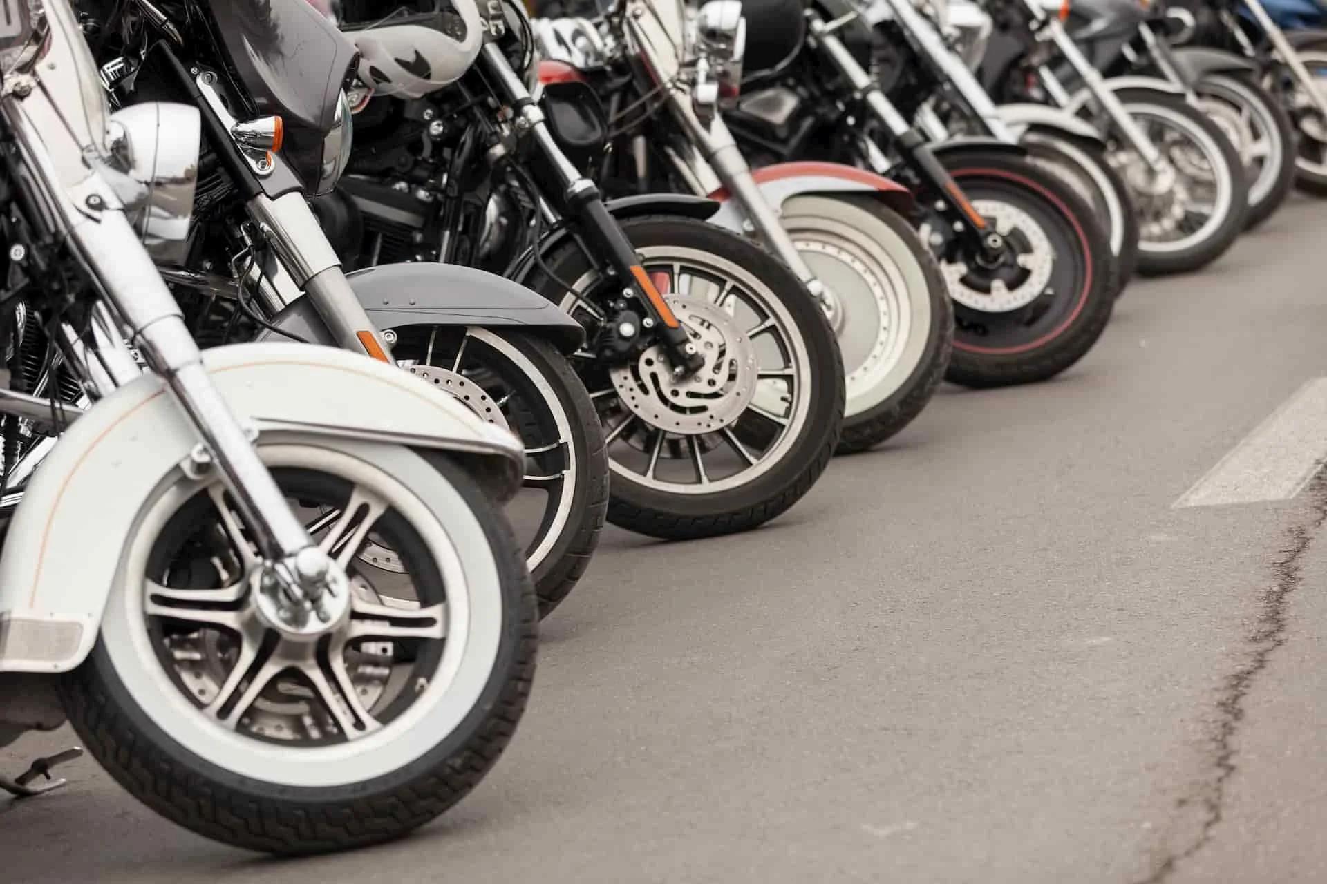 Motorcycle bikes parked in a row