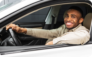 Happy man got a lower insurance rate