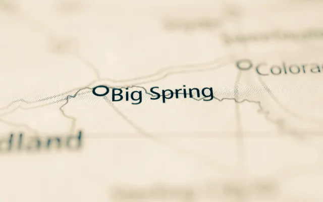The city of Big Spring on the map of Texas, USA – Big Spring, cheap car insurance in Texas