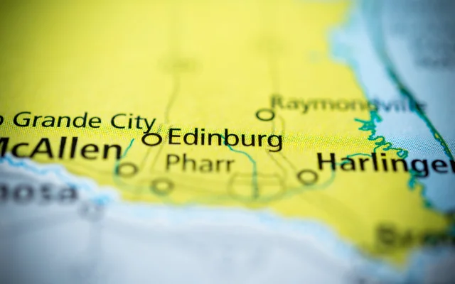 The city of Edinburg, Texas, USA, on a map – Edinburg, cheap car insurance in Texas