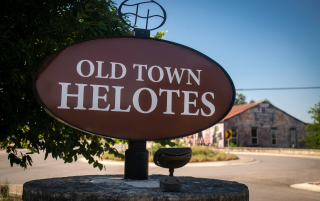 Old Town Helotes sign, Texas, USA – Helotes, cheap car insurance in Texas