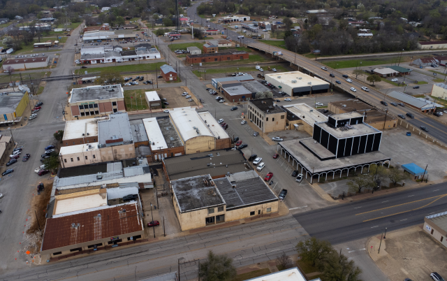 Aerial photograph of Jacksonville, Texas, showcasing streets and buildings – Jacksonville, cheap car insurance in Texas