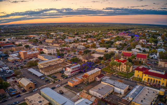 Aerial View of the popular Border Towns of Eagle Pass, Texas and Piedras Negras, Coahuila at Sunset – Eagle Pass, cheap car insurance in Texas