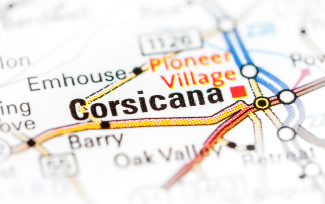 Corsicana. Texas. USA on a map – Corsicana, cheap car insurance in Texas