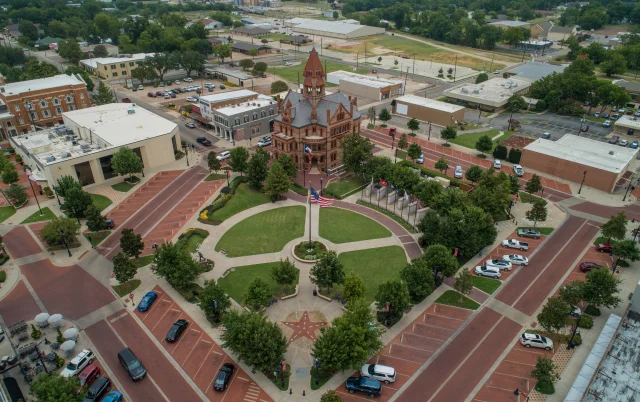 Aerial drone photo Sulpher Springs, Texas – Sulphur Springs, cheap car insurance in Texas