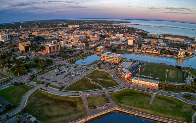 Aerial view of Brent, Florida, during sunset – Brent, cheap car insurance in Brent