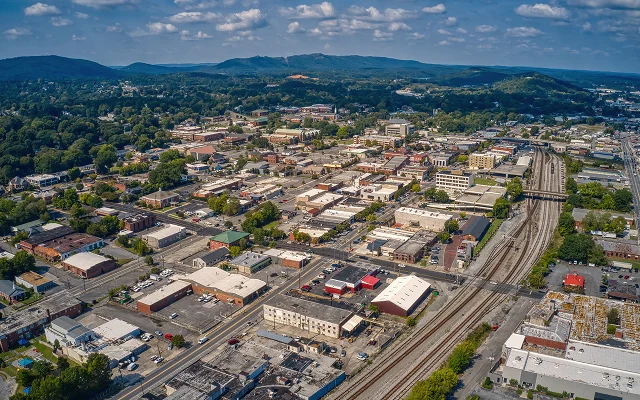 Aerial View of Downtown of Dalton, Georgia during Summer – Dalton, cheap car insurance in Georgia
